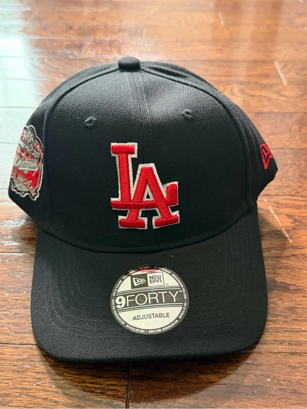 New Era Kids Black Cap with Red LA Logo